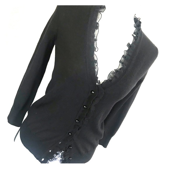 Black JCrew cardigan with ribbon detail XS - Picture 1 of 8